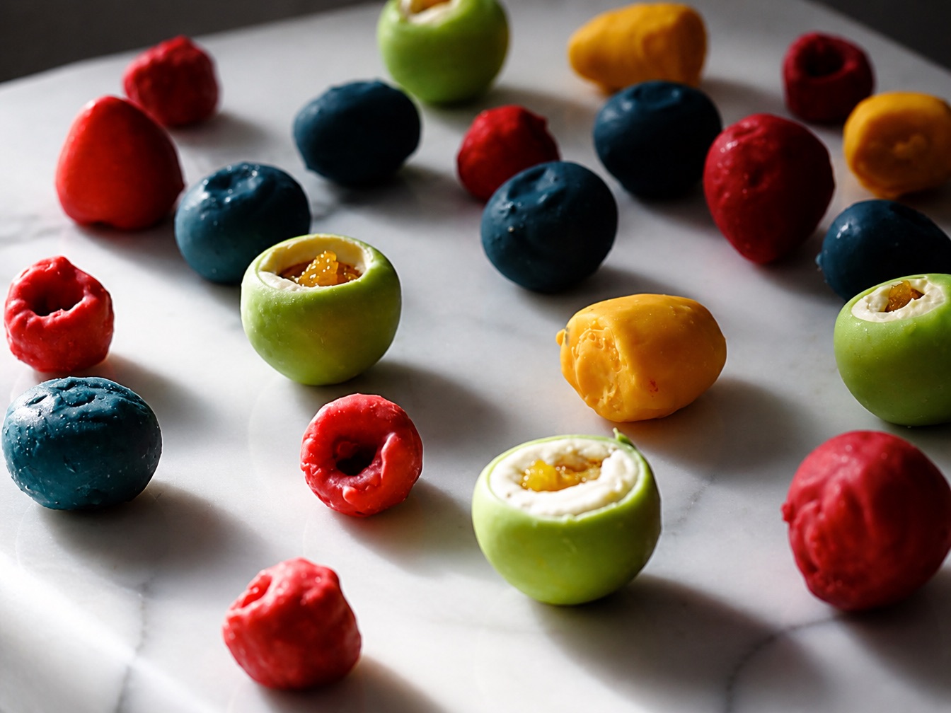 Assorted mix of mini crunchy fruit desserts